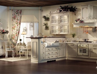 Küche mit Gehäuse aus Holz und Tischplatte aus Marmor Florence 4, Arcari