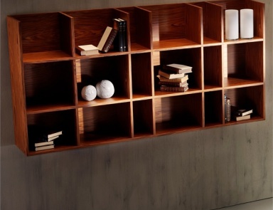 Wand-Regal mit Rahmen aus Massivholz Swing, Rattan Wood
