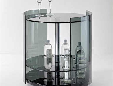 Bartisch Tisch mit Seitenteilen und Spitze aus Glas 6000 Fume, Reflex Angelo