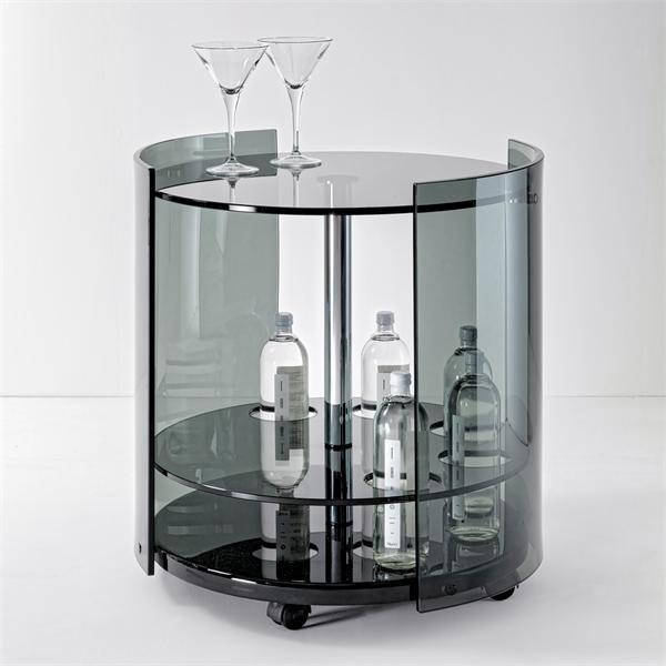Bartisch Tisch mit Seitenteilen und Spitze aus Glas 6000 Fume, Reflex Angelo