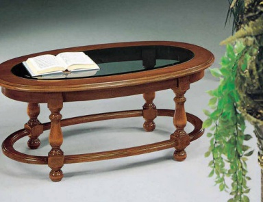 Beistelltisch Couchtisch auf einem Rahmen aus Massivholz mit Glaseinsatz 3231, BTC