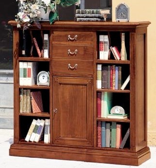 Bücherregal mit Rahmen aus massivem Kirschholz und Beschlägen aus Metall D505, Moletta Mobili