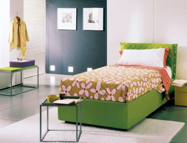 Bett Einzelbett gepolsterter Stoff Milly, Bontempi Casa