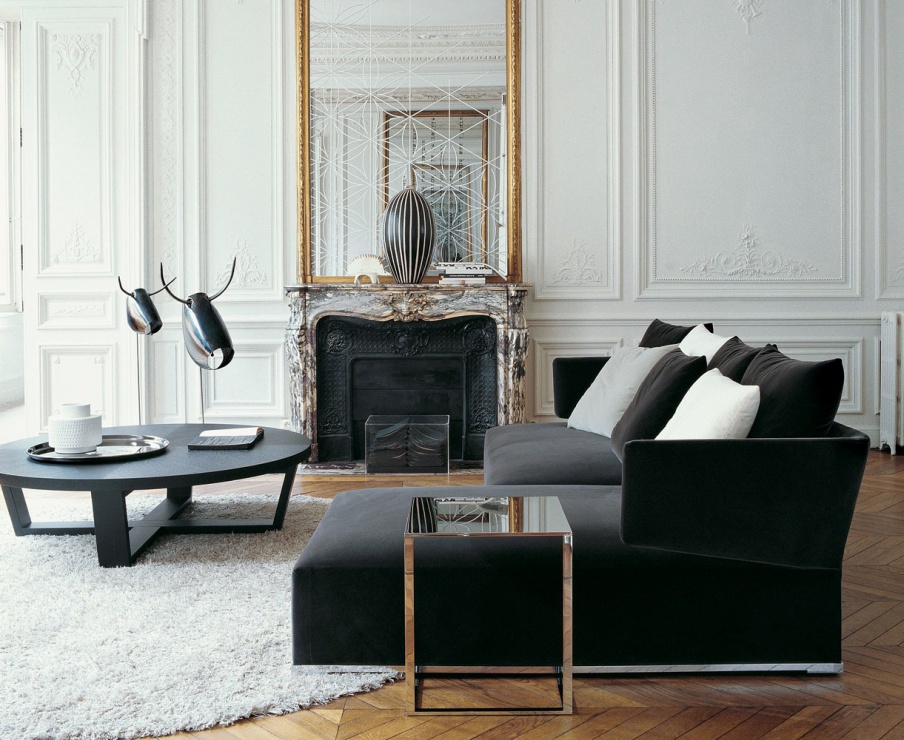 Modulares Sofa auf dem Aluminium Rahmen gepolsterter Stoff oder Leder Amoenus, B&B Italia