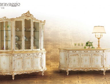 Schaufenster mit Gehäuse aus Holz Caravaggio, Angelo Cappellini (Möbel für Esszimmer Barock, Rokoko)