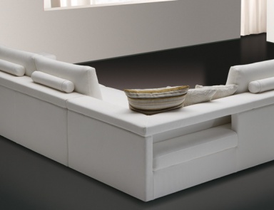 Sofa teilige gepolsterter Leder oder Stoff mit integriertem Regal, Flap, Bodema