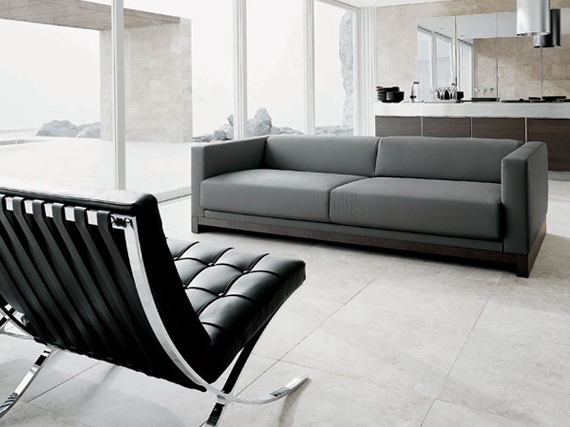 Sofa mit Rahmen aus Holz und Stahl und eine Polsterung aus Leder oder Textilgewebe-Soho, Alivar