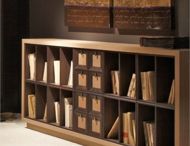 Das modulare System für die Lagerung, Annibale Colombo (italienische Möbel für die Bibliothek aus Massivholz)