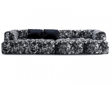 Modulares Sofa mit Rahmen aus Metall und Holz, Innenkern aus PU-Schaum und Beinen aus verchromtem Metall Strips, Arflex