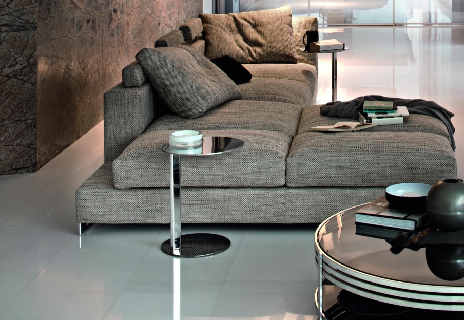Couchtisch mit Beinen aus verchromtem Metall und Tischplatte aus Edelstahl Planet, Arketipo