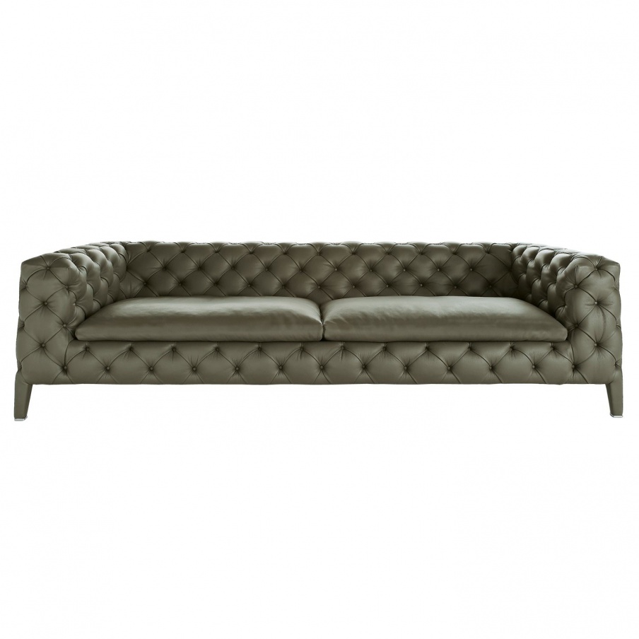 Sofa mit Rahmen aus Holz, gefüllt aus Polyurethanschaum und Polsterung aus Leder Winsdor, Arketipo