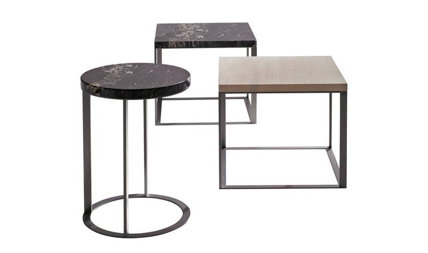 Beistelltisch Couchtisch auf Stahlskelett mit Marmor-oder Holz-topom Lithos, B&B Italia