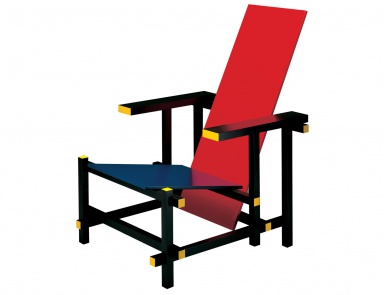 Sessel aus Holz 635 RED AND BLUE, Cassina