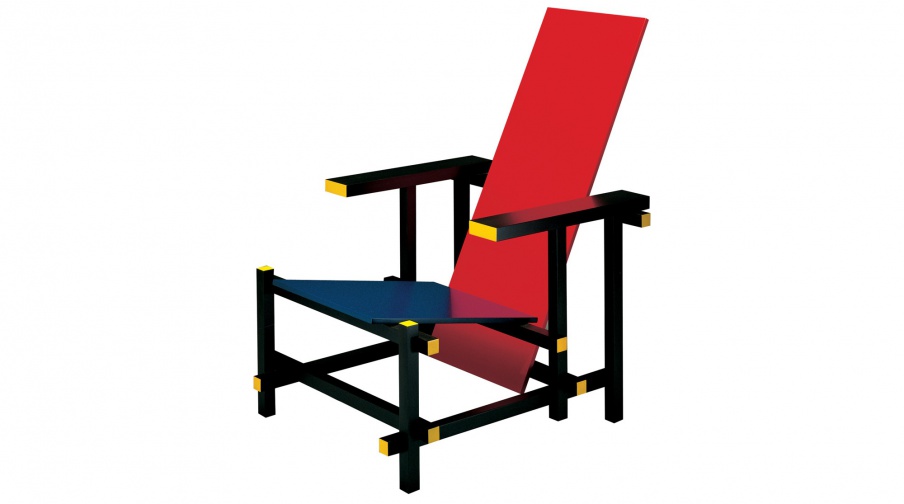 Sessel aus Holz 635 RED AND BLUE, Cassina
