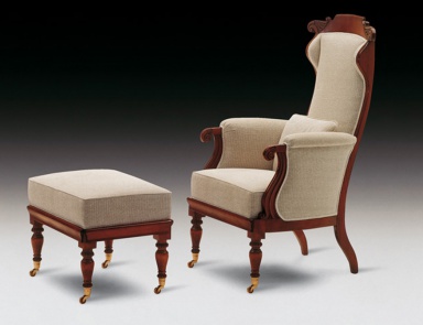 Sessel mit hoher lehne gepolstert in Leder oder Stoff Ottocento, Medea (Sitzgruppe Jugendstil, Art nouveau und Liberty)