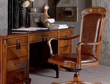 Sessel rotierendes Leder gepolstert 800, Medea (Büromöbel im Jugendstil, Art nouveau und Liberty)