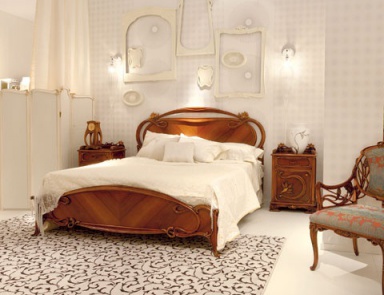 Bett mit hohem Kopfteil Liberty, Medea (Schlafzimmermöbel Jugendstil, Art nouveau und Liberty)