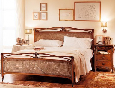 Bett mit hohem Kopfteil Liberty, Medea (Schlafzimmermöbel Jugendstil, Art nouveau und Liberty)