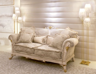 Sofa gepolstert in Leder oder Stoff Liberty, Medea (Büromöbel im Jugendstil, Art nouveau und Liberty)