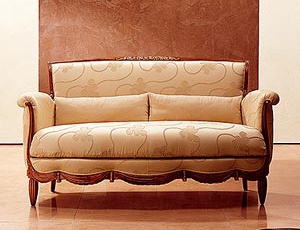 Sofa Doppel - /Dreibettzimmer Liberty Stoff gepolstert, Medea (Büromöbel im Jugendstil, Art nouveau und Liberty)