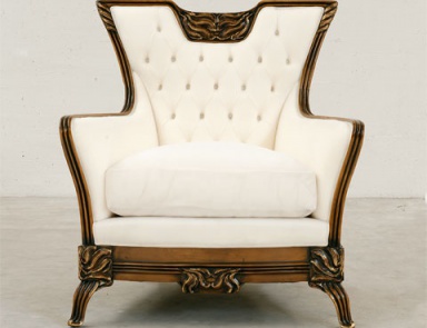 Sessel mit hoher Rückenlehne gepolstert Leder oder Gewebe Liberty, Medea (Büromöbel im Jugendstil, Art nouveau und Liberty)
