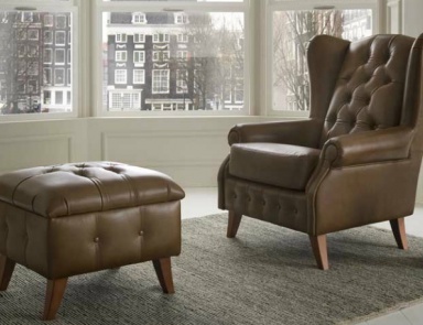Sessel mit Lederbezug Bergere, Pibiemme
