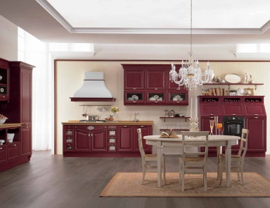 Küche (Garnitur für die Küche) aus Massivholz Farbe Bordeaux Sintonia, Aster Cucine