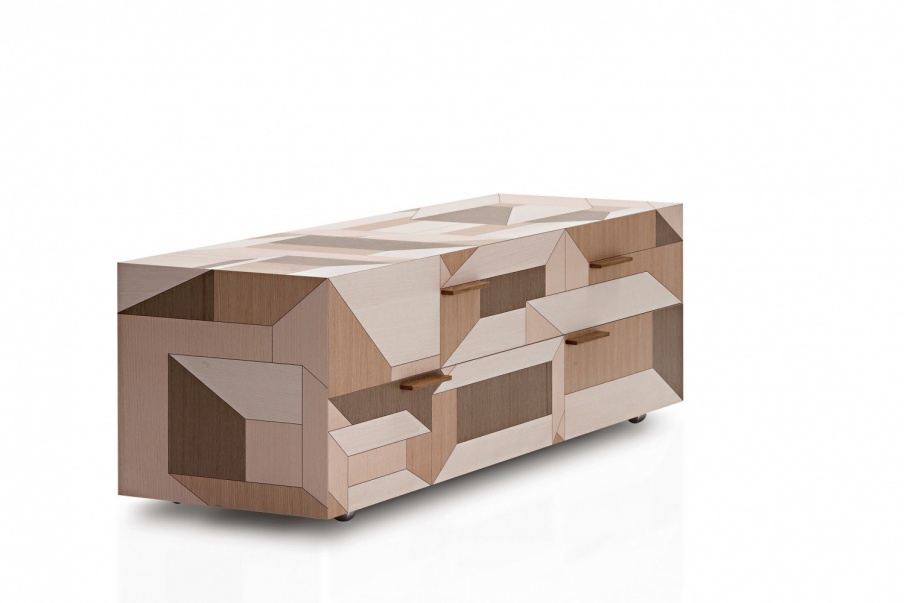 Kommode Inlay aus echtem Holz, Porro