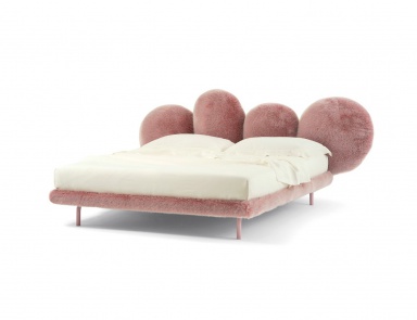 Doppelbett mit Fell gepolsterten Kopfteil Cipria bed, Edra