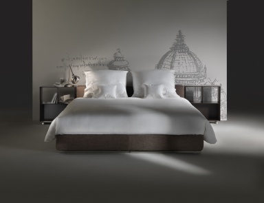 Bett mit gepolstertem Kopfteil Groundpiece Slim, Flexform