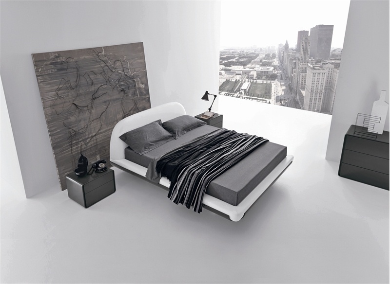 Doppelbett, gerades Bein mit rundem Querschnitt, Fusion - Presotto