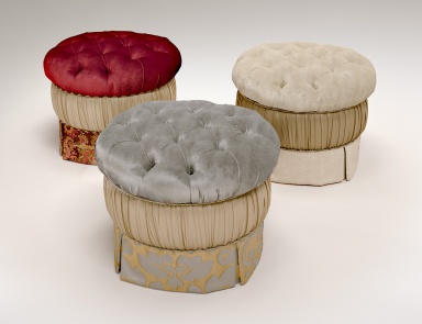 Weicher Runder Hocker in Textil-Polsterung Goya, Bruno Zampa