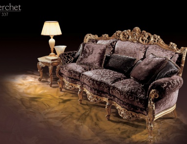 Dreibettzimmer Sofa mit geschnitzten Rahmen Berchet, Angelo Cappellini