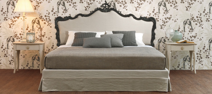 Doppelbett mit gepolstertem Kopfteil Toscano, Galimberti Nino