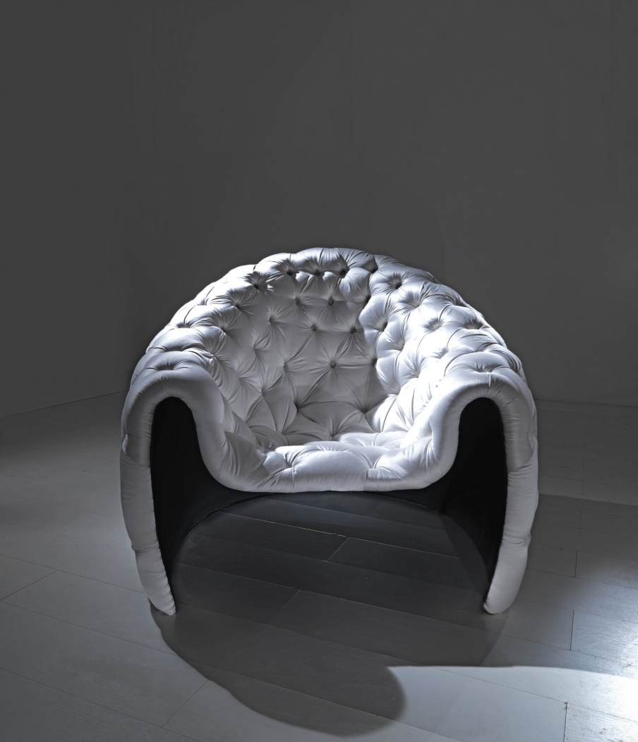 Runder Sessel in Touch weicher Polsterung, Asnaghi (Made in Italy)
