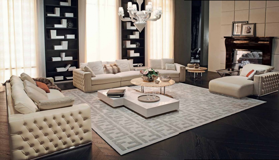 Sofa in Leder-oder Textil-Polsterung Plaza