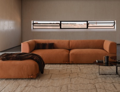 Dreibettzimmer Sofa Soho in Lederpolsterung