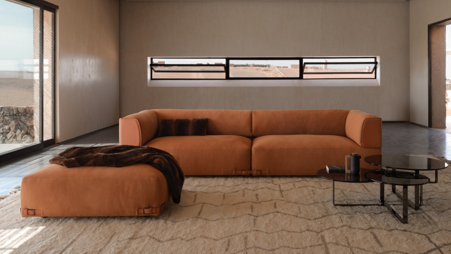 Dreibettzimmer Sofa Soho in Lederpolsterung