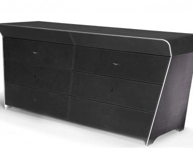 Kommode aus Aluminium, Karbon und Leder V029, Formitalia
