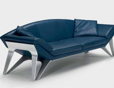 Zweisitzer Sofa V010 in Lederpolsterung, Formitalia