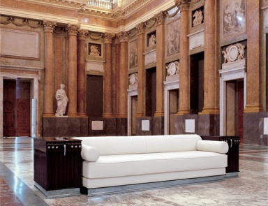 Sofa mit Regalen gepolsterter Leder Josephine, Mascheroni (Sofa mit Regal, Schublade)