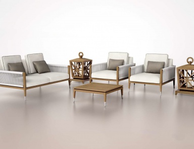 Zweisitzer-Sofa auf einem Rahmen aus Holz Teak, Costa Rey T Amalfi - Smania
