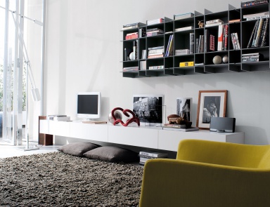 Modulares Speichersystem Sintesi, Poliform (Designermöbel für das Wohnzimmer)