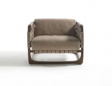 Sessel mit Sitz aus Rind Leder Bungalow, Riva 1920 (Rattan, Korbstuhl)