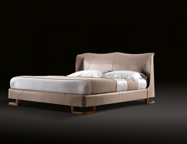 Das Bett auf dem Laufsteg auf dem Rahmen aus Nussbaum Corium, Giorgetti (Bett Podest)