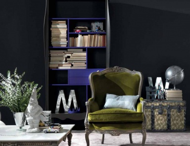 Bibliothek aus Massivholz auf hohen Beinen Shelf 5, Moda (italienische Möbel für die Bibliothek aus Massivholz)