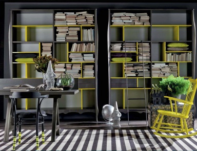Bibliothek (Headsets für die Bibliothek) aus Massivholz Shelf 8, Moda (italienische Möbel für die Bibliothek aus Massivholz)
