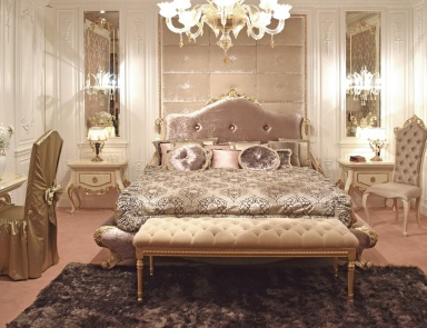 Schlafzimmer (Suite für das Schlafzimmer aus massivem Holz Baroque, Turri