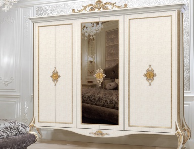 Schrank aus Holz in der Farbe Elfenbein Baroque, Turri