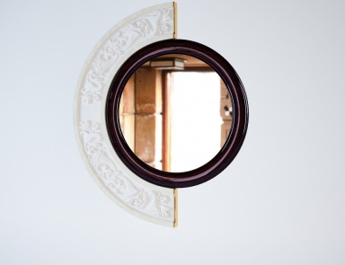 Spiegel rundes in einem Rahmen aus Holz-Couture, Turri (Badezimmer Art Deco (Art Deco))